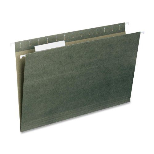 Photo 1 of Smead Hanging File Folder with Tab 1/3- Cut Adjustable Tab Legal Size Standard Green 25 per Box (64135)
