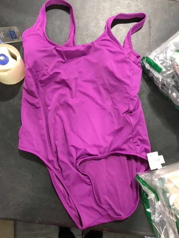 Photo 2 of Amazon Essentials Women's One-Piece Coverage Swimsuit (Available in Plus Size) X-Large Violet