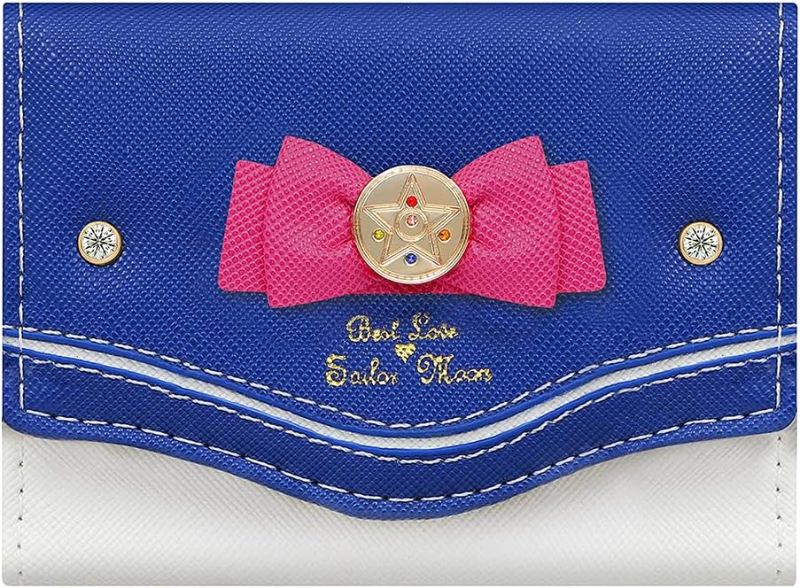 Photo 1 of Sunwel Fashion Women Teen Girls Small Compact Cute Bow Anime Trifold Wallet Purse (BLUE)

