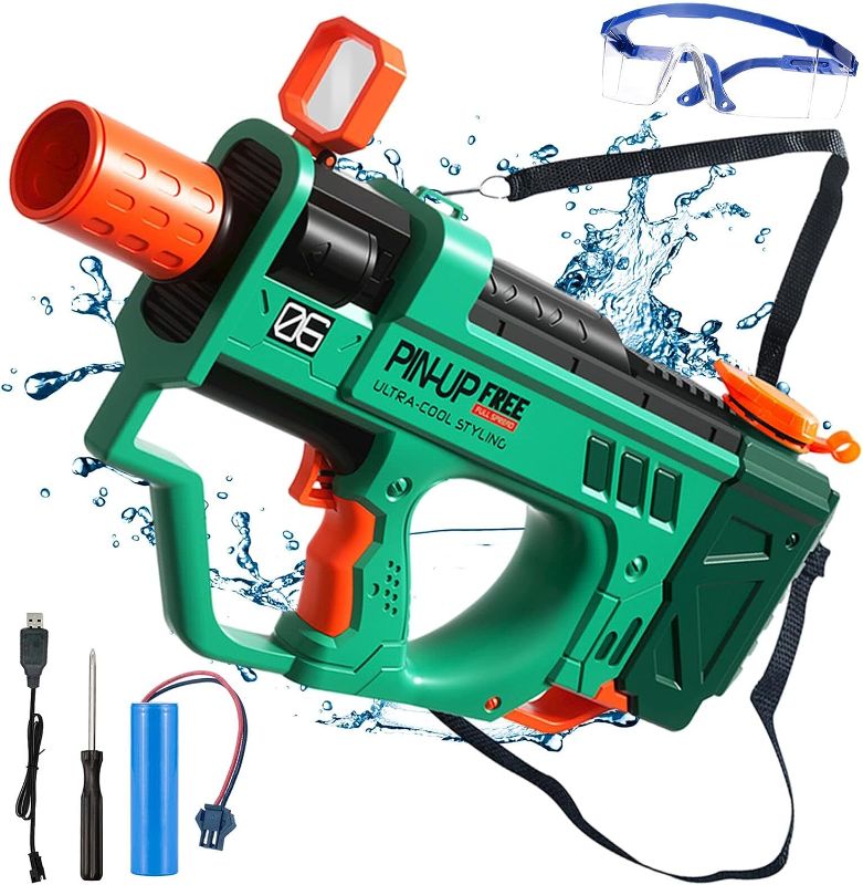 Photo 1 of Electric Water Gun Electric Water Gun for Adults Kids, Motorized Squirt Guns with Rechargeable Battery & 800cc High Capacity, Long Distance Automatic Water Guns up to 32 FT Range,Water Blaster Beach Pool Toys (Green)
