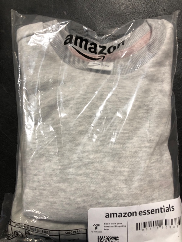 Photo 2 of Amazon Essentials Toddler Girls' Fleece Crew-Neck Sweatshirts, Pack of 2, Light Grey Heather, 2T
