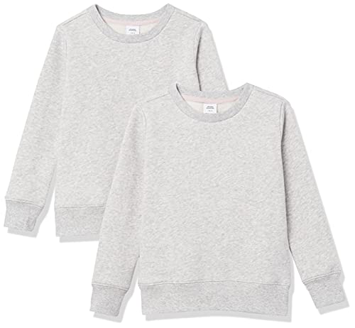 Photo 1 of Amazon Essentials Toddler Girls' Fleece Crew-Neck Sweatshirts, Pack of 2, Light Grey Heather, 2T
