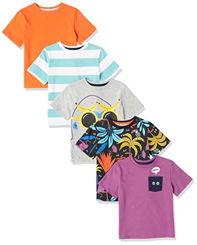 Photo 1 of Amazon Essentials Boys' Short-Sleeve T-Shirts (Previously Spotted Zebra), Pack of 5, Jungle, X-Large
