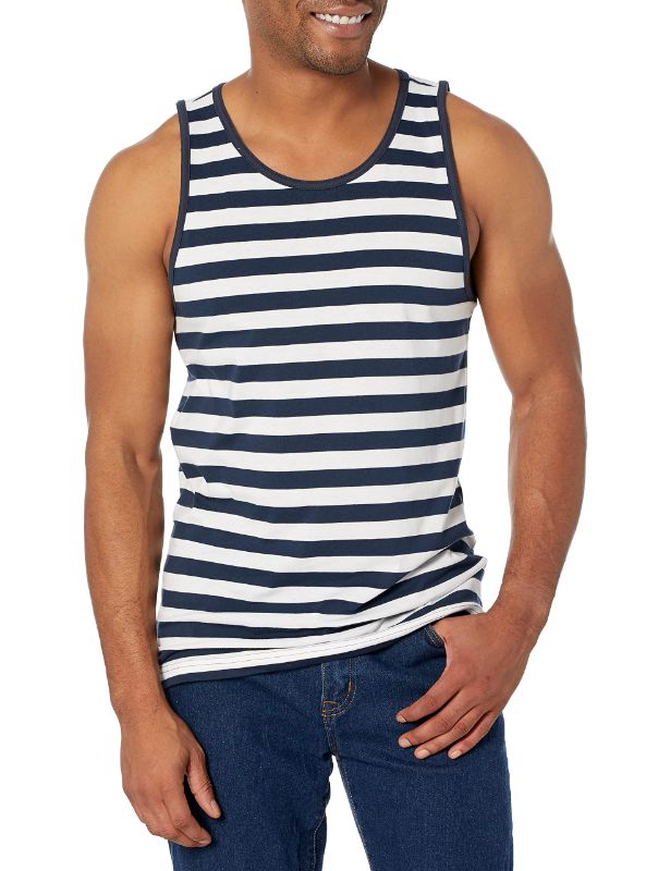 Photo 1 of Amazon Essentials Men's Slim-Fit Tank Top Large Navy/White, Stripe