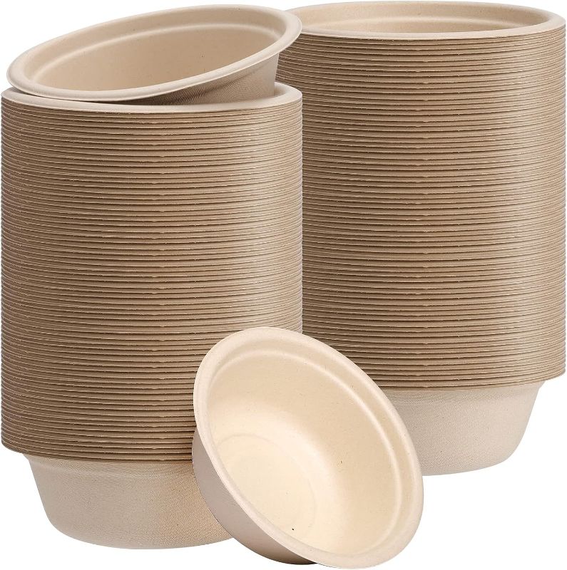 Photo 1 of 150 Pack Compostable Paper Bowls,16oz Heavy-Duty Disposable Paper Bowls,Natural Wheatstraw Fiber Compostable Bowls,Eco-friendly Disposable Soup Bowls Leakproof & Microwave Safe for Hot or Cold Use
