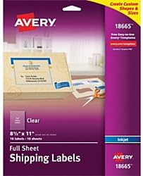 Photo 1 of Avery Full Sheet Printable Shipping Labels, 8.5" x 11",  Clear, 10 Blank Mailing Labels