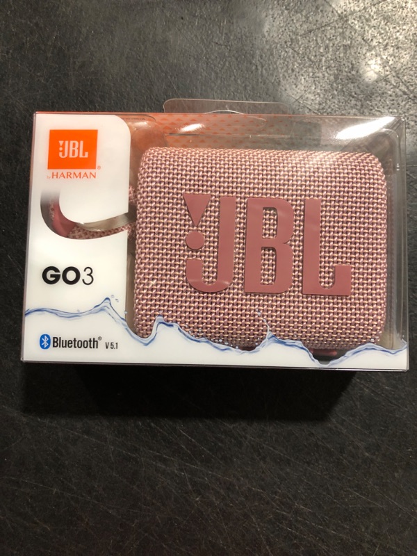 Photo 2 of JBL Go 3: Portable Speaker with Bluetooth, Built-in Battery, Waterproof and Dustproof Feature - Pink GO3 Pink