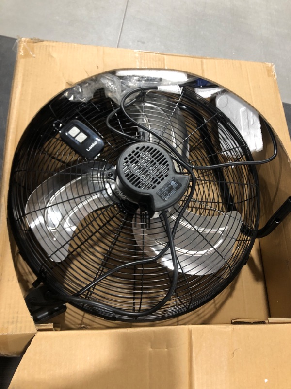 Photo 2 of Lasko Metal Commercial Grade Electric Plug-In High Velocity Floor Fan with Wall Mount Option and Remote Control for Indoor Home, Bedroom, Garage, Basement, and Work Shop Use, Black H20660 Large Black Fan