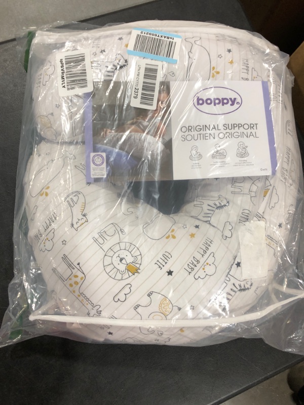 Photo 2 of Boppy Nursing Pillow Original Support, White and Gold Notebook, Ergonomic Nursing Essentials for Bottle and Breastfeeding, Firm Fiber Fill, with Removable Nursing Pillow Cover, Machine Washable
