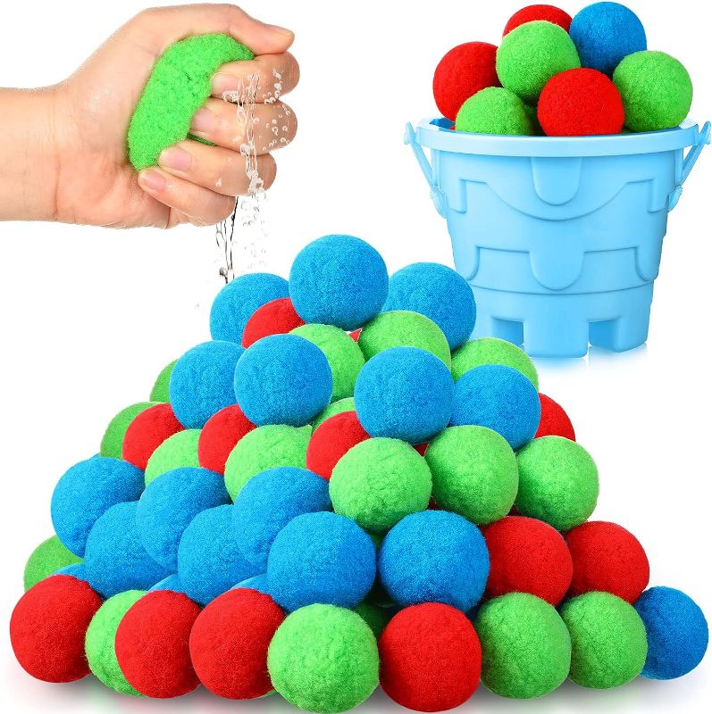 Photo 1 of 42 Pcs Water Balls Instant Water Fight Kit Ball Bomb Outdoor Games with Castle Water Balls for Pool, Summer Holiday Party (Green, Red, Blue) 