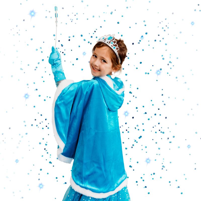 Photo 1 of 2 COUNT- Butterfly Craze Snow Princess Kids Cape with Hood - A Gorgeous Ice Blue Children's Warm Winter Wrap Shawl for your Toddler Medium 3-4 Yrs 