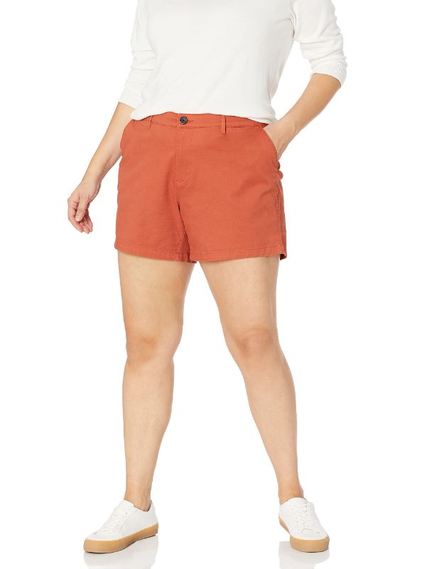 Photo 1 of Amazon Essentials Women's 5 Inch Inseam Chino Short  SIZE 36W Rust Orange