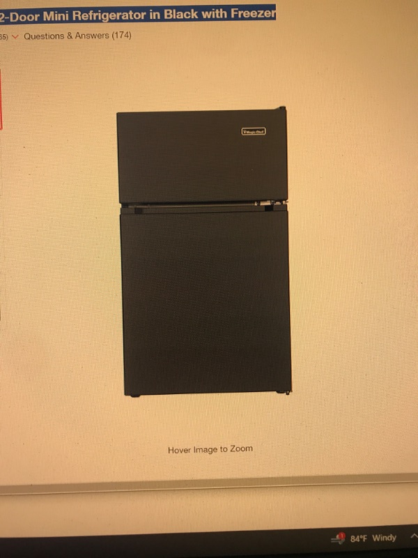 Photo 1 of 3.1 cu. ft. 2-Door Mini Refrigerator in Black with Freezer
