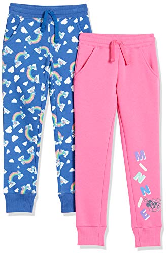 Photo 1 of Amazon Essentials Disney | Marvel | Star Wars | Frozen | Princess Girls' Fleece Jogger Sweatpants (Previously Spotted Zebra), Pack of 2, Blue/Pink Mic
