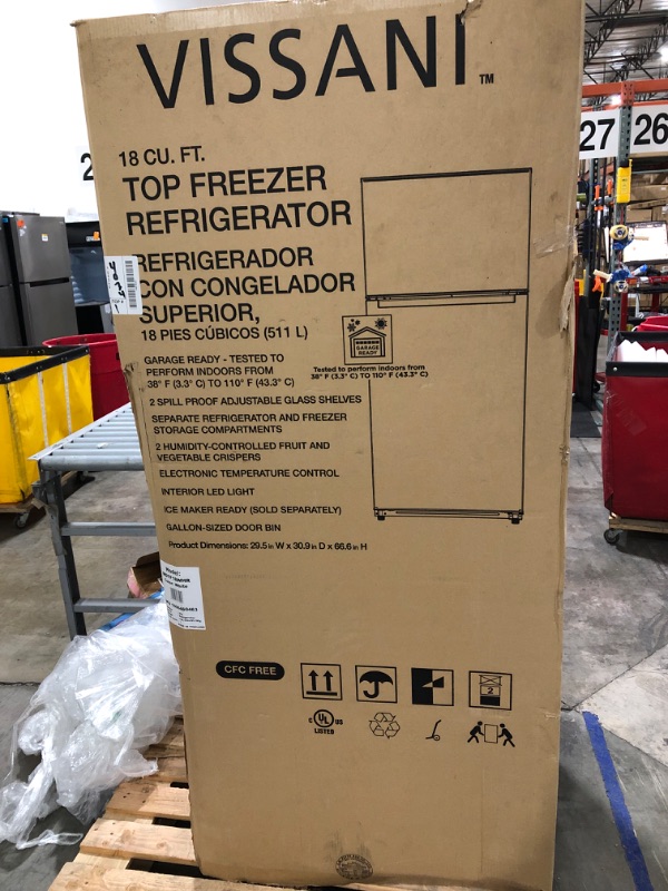 Photo 2 of 18 cu. ft. Top Freezer Refrigerator DOE in White
