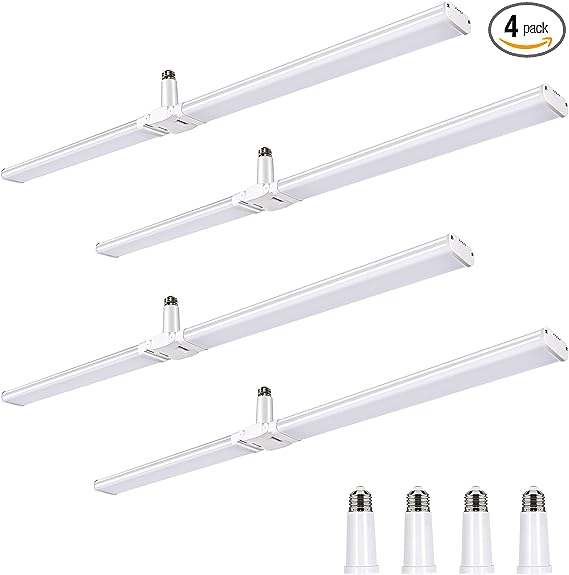 Photo 1 of 4 Pack 4FT LED Shop Light, Deformable LED Shop Light, E26 Base Easy Installstion Shop Lights Fixture, 6000LM, 50W [250W Equivalent], 5000K Daylight Shop Lights for Garages, Workshops, Basements, ETL
