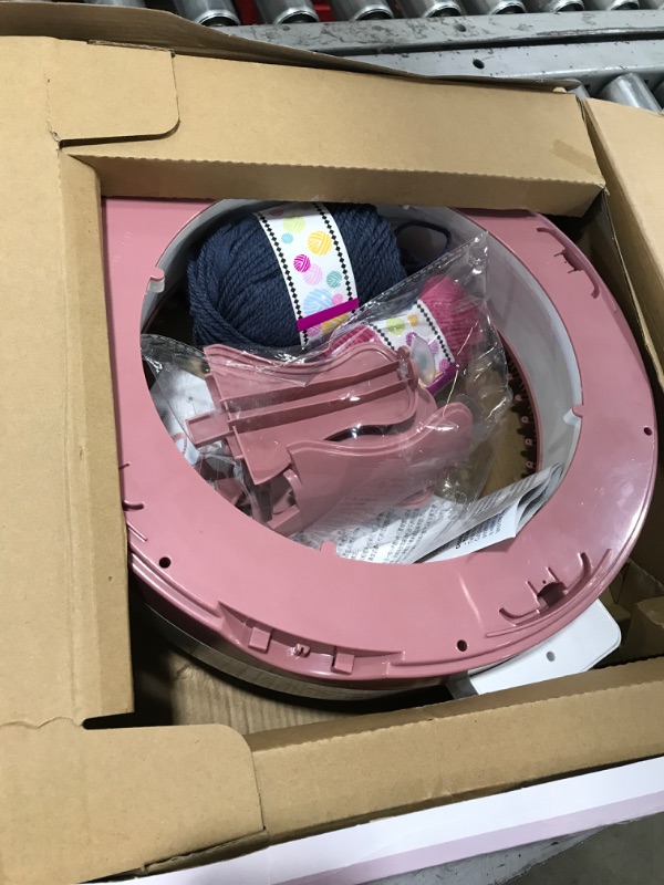 Photo 3 of 48 Needles Knitting Machines with Row Counter, Smart Weaving Loom Knitting Round Loom for Adults/Kids, Knitting Board Rotating Double Knit Loom Machine Kits Pink White 48 Needles