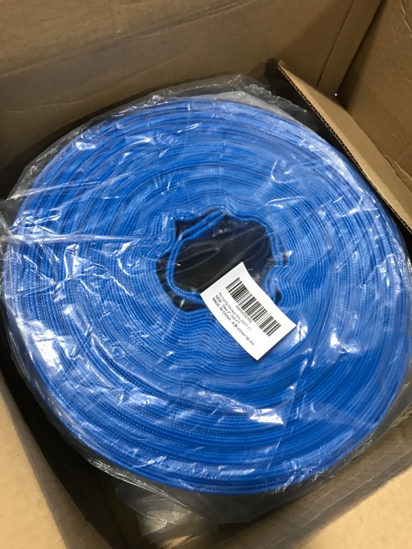 Photo 2 of 2" x 100 FT Pool Backwash Hose Blue Heavy Duty Reinforced PVC Lay Flat Water Discharge Hose for Swimming Pool Filter Pump,with 1 Clamp… 2" ID x 100 FT Blue