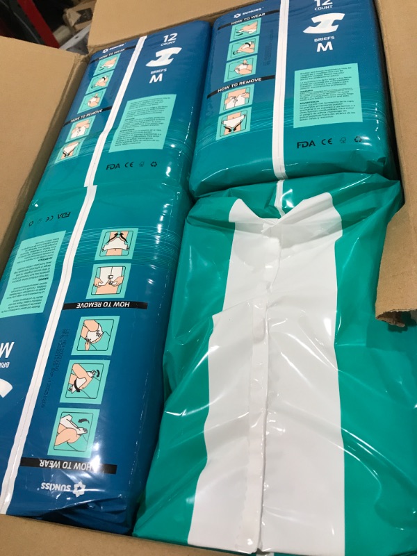 Photo 1 of SUNKISS TrustPlus Adult Diapers with Maximum Absorbency, Disposable Incontinence Briefs with Tabs for Men and Women, Maximum Overnight Absorbency, XSmall, 60 Count (4 Packs of 15) X-Small (60 Count) Maximum