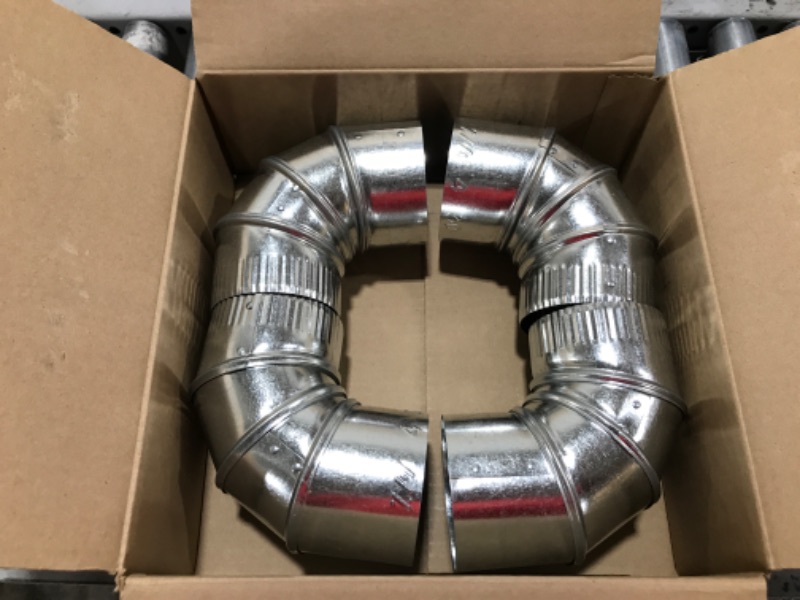 Photo 2 of 4" Diameter - 90° Degree Adjustable Elbow - 4 Pack - 30 Gauge Galvanized - Crimped End Connection 6" Diameter - 4 Pack