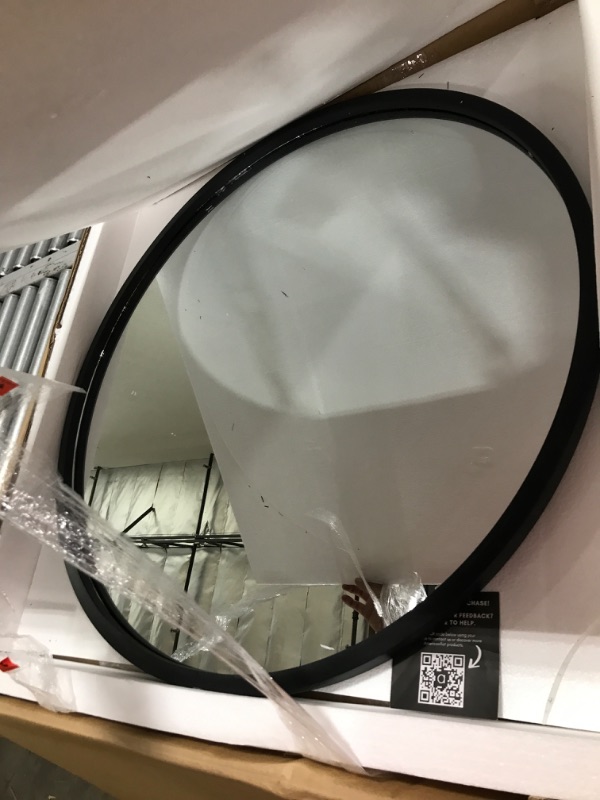 Photo 2 of Americanflat 32" Framed Black Round Mirror - Circle Mirror for Bathroom, Bedroom, Entryway, Living Room - Large Black Circle Mirror for Wall Décor Black 32x32" Circle Mirror