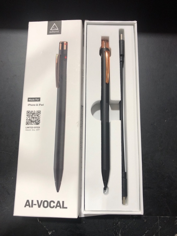 Photo 2 of Adonit AI-Vocal Smart Voice Active Stylus. 9hrs of Recording While Writing, Rechargeable Pens for Meetings, Learning, Interviews. Compatible for iPhone, iPad Air, iPad Pro, iPad Mini, iPad.