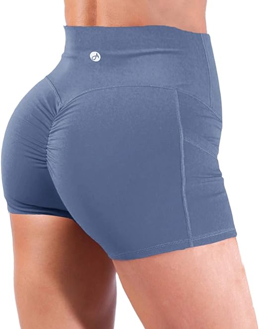 Photo 1 of Aurgelmir Women's Workout Biker Shorts Booty Scrunch High Waisted Spandex Gym Yoga Shorts with Pockets SIZE L