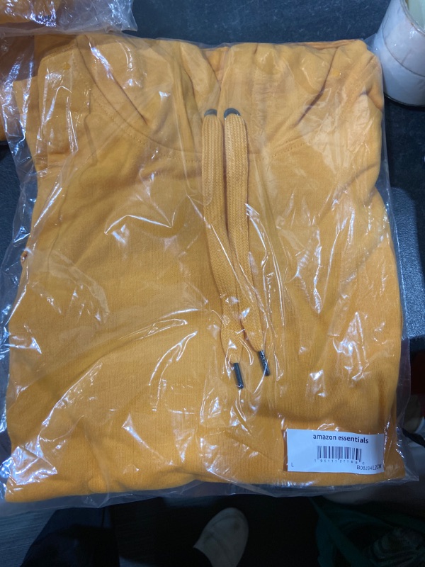 Photo 1 of Amazon Essentials Men's Lightweight French Terry Hooded Sweatshirt Large Golden Yellow