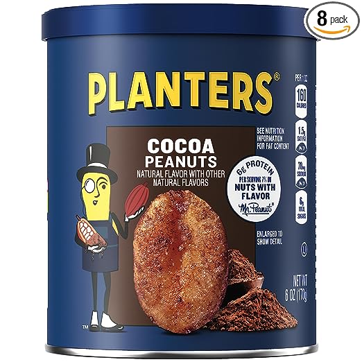Photo 1 of (8 Pack) Planters Cocoa Peanuts, 6 Oz Canister BB 09.29.23