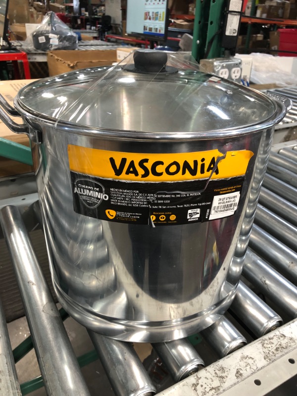 Photo 5 of ***MAJAOR DAMAGE - DENTED - SEE PICTURES***
Vasconia 27.5-Quart Steamer Pot (Aluminum) with Tray & Glass Lid, For Most Stoves - (Hand-Wash only) - 13.39 x 13.39 x 16.14 inches