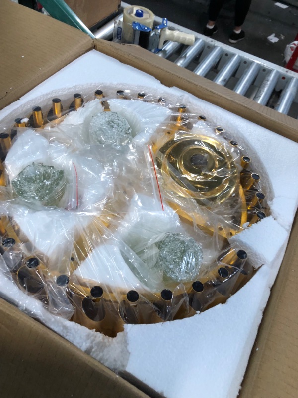 Photo 4 of ***USED - MISSING MANY OF THE PARTS - UNABLE TO TEST***
Modern Luxury Crystal Chandelier, Round Raindrop Crystal Hanging Ceiling Light, 4-Lights D15.74'' Gold