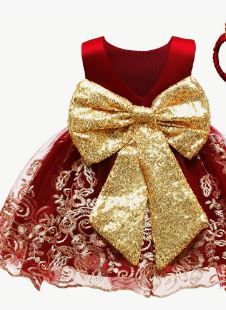 Photo 1 of AIMJCHLD 3-6M Baby Girls Easter Big Bowknot Dresses Christmas Ball Gown Party Pageant Dress