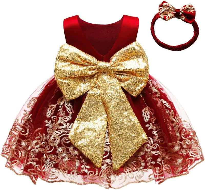 Photo 1 of AIMJCHLD 3-6M Baby Girls Easter Big Bowknot Dresses Christmas Ball Gown Party Pageant Dress