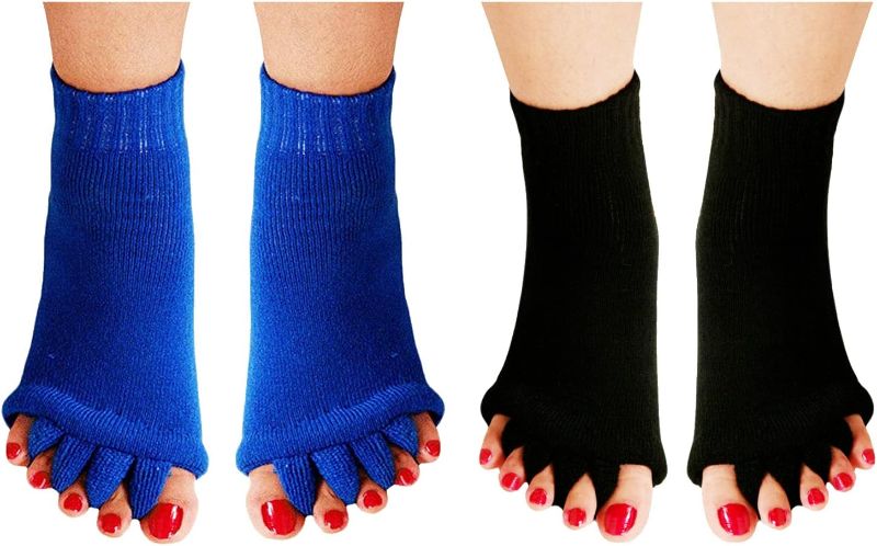 Photo 1 of AIBEARTY 2 Pairs Yoga Sport Gym Five Toe Separator Socks Foot Alignment Pain Massage Socks,Prevent Foot Cramps