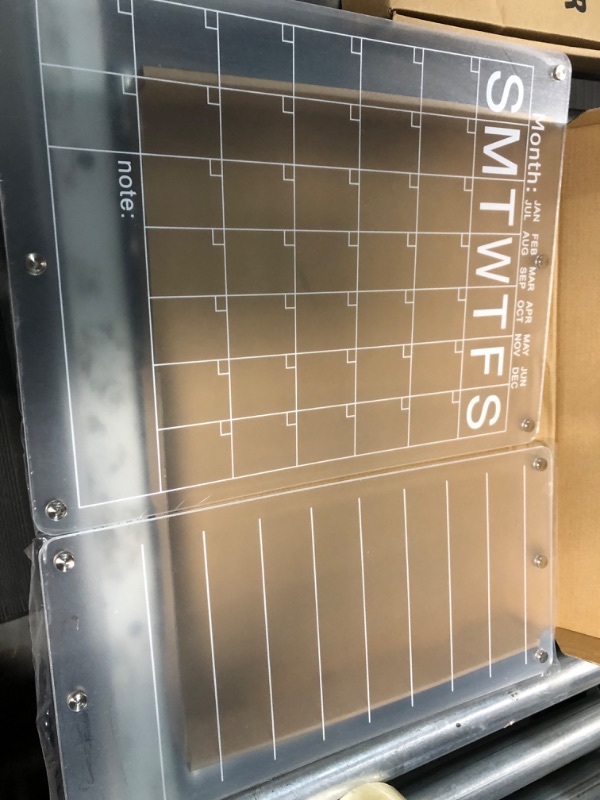 Photo 3 of Yirilan Magnetic Acrylic Calendar for Fridge, Clear Set of 2 Dry Erase Board  (16"x12"?16"x8"? Monthly and Memo