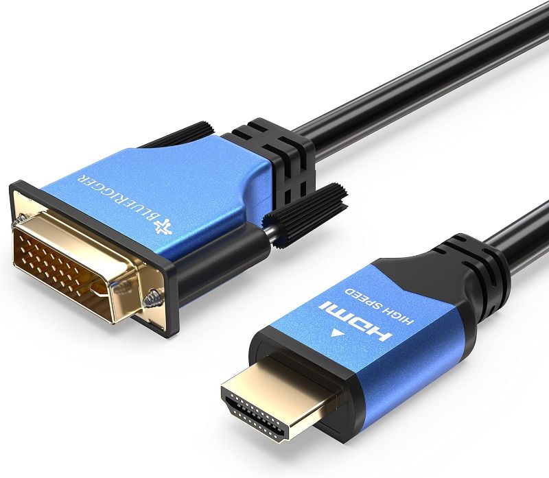 Photo 1 of BlueRigger HDMI to DVI Cable (15FT, High-Speed, Bi-Directional Adapter Male to Male, DVI-D 24+1, 1080p) 2 Pack