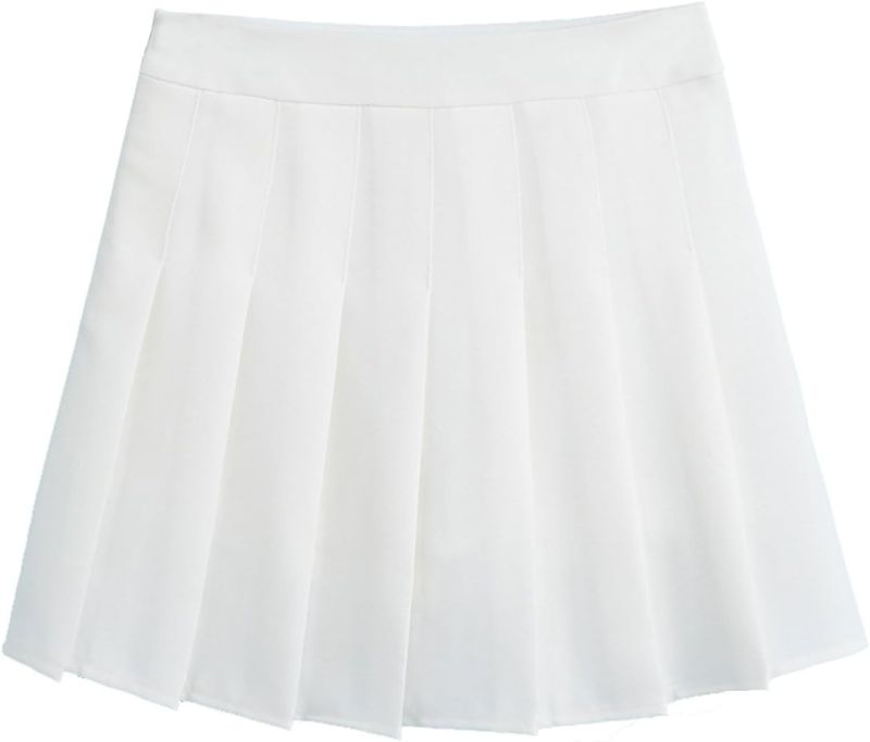 Photo 1 of chouyatou Women's Simple High Waist All Around Pleated A-Line Skirt Large 2 Pack White