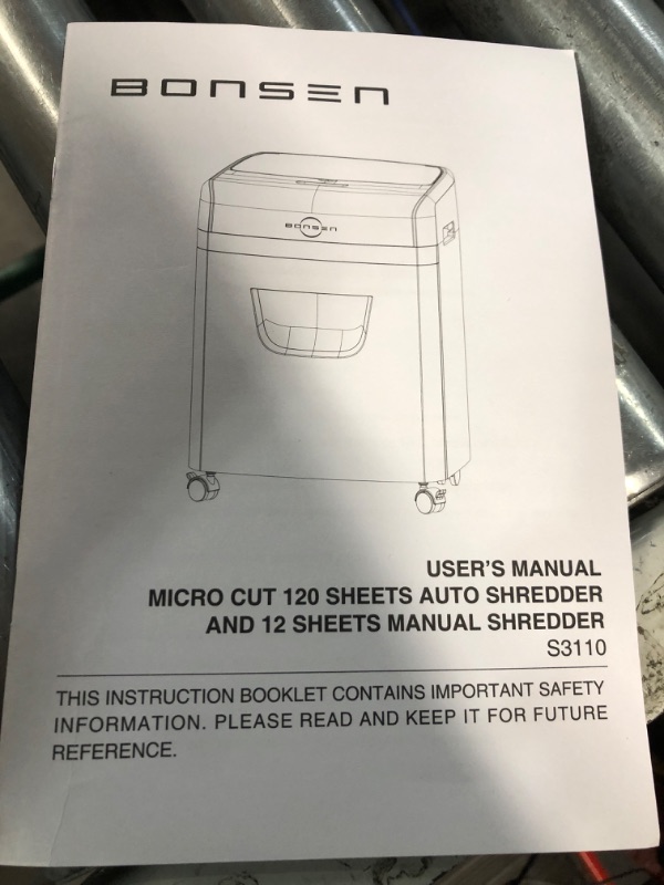 Photo 4 of BONSEN 100-Sheet Auto Feed Paper Shredder High Security Micro Cut Shredders Security Level P-4,6-Gallon Bin (S3110) 