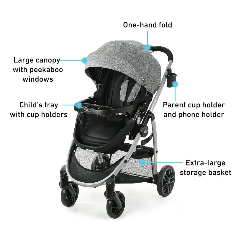 Photo 3 of (READ ENTIRE POST) Graco Modes Pramette Travel System, Includes Baby Stroller with True Pram Mode, Reversible Seat, One Hand Fold, Extra Storage, Child Tray and SnugRide 35 Infant Car Seat, Ellington Pramette Ellington