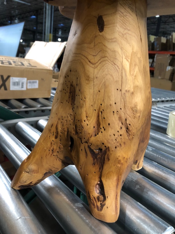 Photo 1 of HOEGMST Small Side Table, Unique Design Live Edge Wood Stool, Freeform Natural Plant Stand for Garden, Yard, 14"D x 12.5"W x 14.5"H