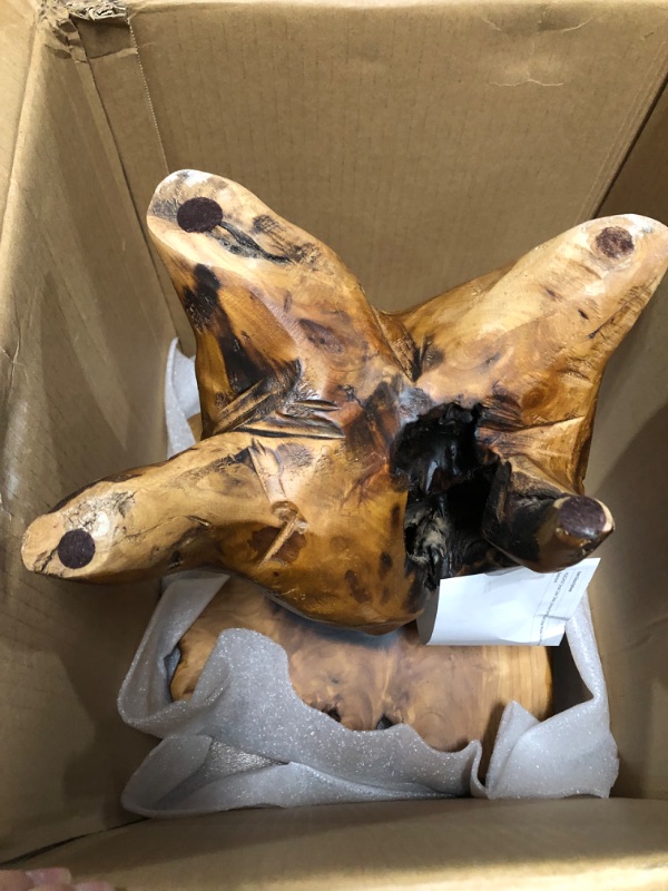 Photo 1 of HOEGMST Small Side Table, Unique Design Live Edge Wood Stool, Freeform Natural Plant Stand for Garden, Yard, 14"D x 12.5"W x 14.5"H