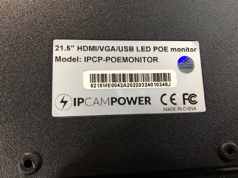 Photo 4 of IPCamPower 21.5" POE-Powered CCTV Spot Monitor with Integrated 8 Channel IP Camera Decoder, Compatible w/Most IP Camera Manufacturers