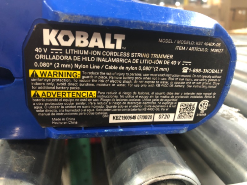 Photo 5 of **PARTS ONLY** Kobalt Gen4 40-volt 15-in Straight Shaft Battery String Trimmer 4 Ah (Battery and Charger Included)