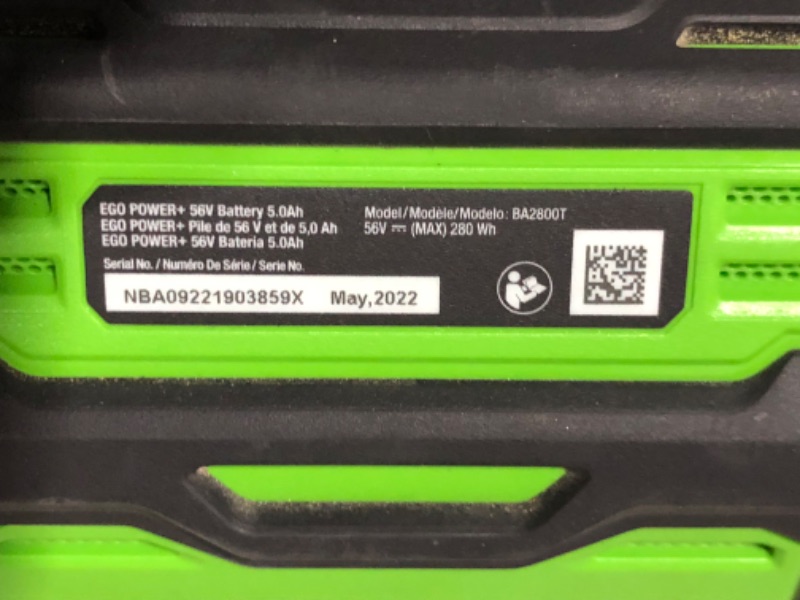 Photo 8 of ***USED - DIRTY - CHARGER WORKS - UNABLE TO TEST FURTHER***
EGO POWER+ 56-volt 765-CFM 200-MPH Battery Handheld Leaf Blower 5 Ah (Battery and Charger Included)