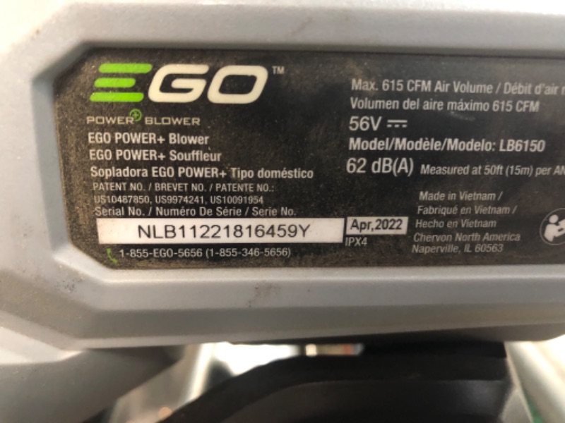 Photo 2 of (READ FULL POST) EGO POWER+ 56-volt 615-CFM 170-MPH Battery Handheld Leaf Blower 2.5 Ah (Battery and Charger Included)