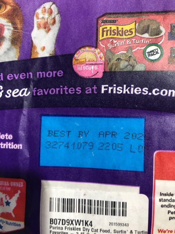 Photo 3 of **EXP 4/2025** 
Purina Friskies Dry Cat Food, Surfin' & Turfin' Favorites - 3.15 lb. Bags