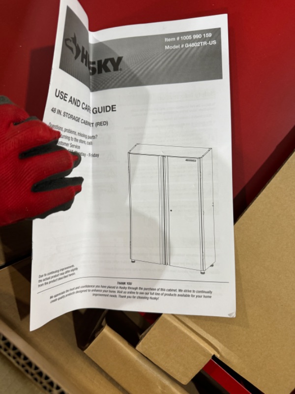 Photo 5 of ***USED READ NOTES***Husky Ready-to-Assemble 24-Gauge Steel Freestanding Garage Cabinet in Red (48 in. W X 72 in. H X 18.3 in. D)
