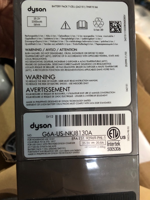 Photo 5 of ***READ NOTES BELOW***PARTS ONLY NON REFUNDABLE NO RETURNS SOLD AS IS*****Dyson V8 Animal Extra cordless vacuum cleaner, Silver/Purple