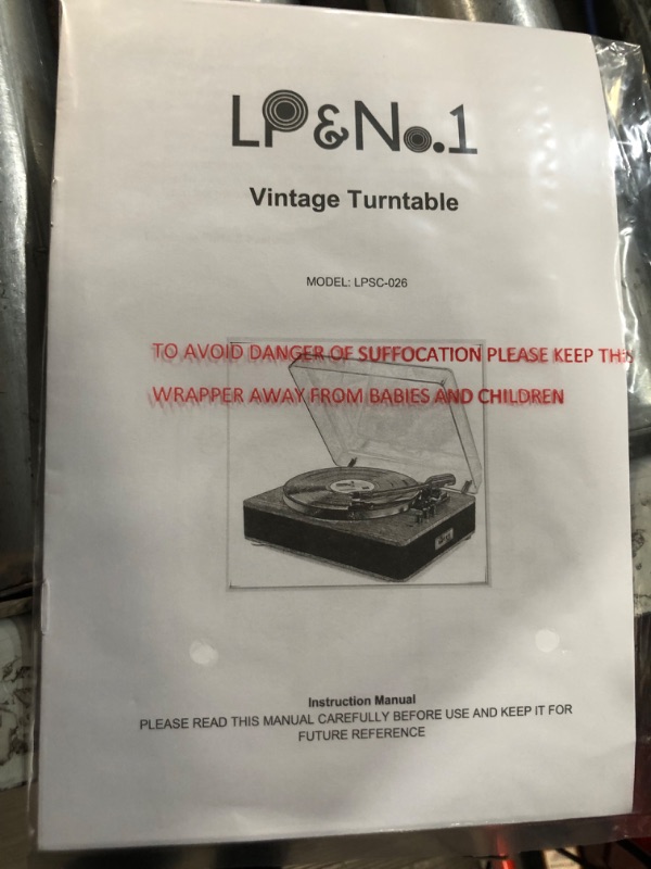 Photo 7 of LP&NO.1 Record Player Bluetooth Turntable Built-in Speakers and USB Play&Recording Belt-Driven Vintage  DarkBrown 