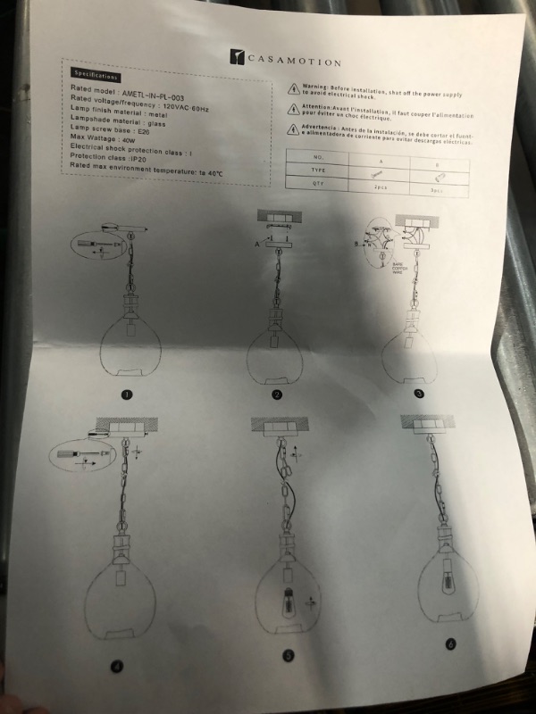 Photo 5 of (READ NOTES) CASAMOTION Pendant Lighting Hand Blown Glass Light Fixtures Kitchen Island Drop Ceiling Hanging Clear 13" Inch 